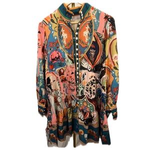 Colorful Button-Down Tunic Dress